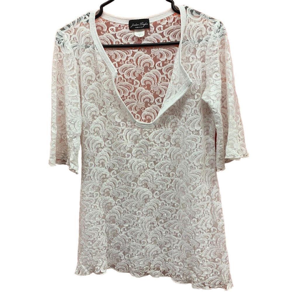 Jordan Taylor Womens White Lace Swim Cover Up Tunic Pullover Top Size S​​​​
